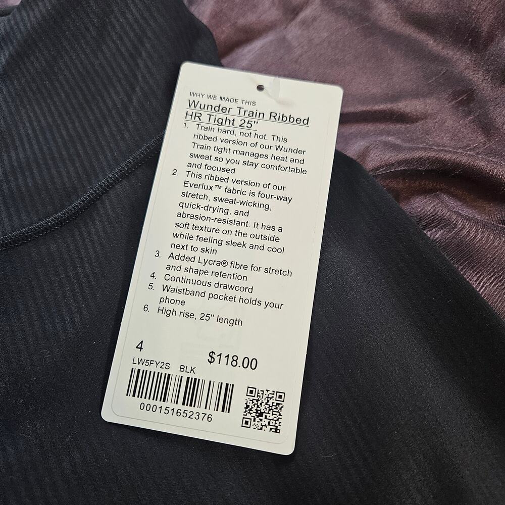 NWT Lululemon Wunder Train High Rise Ribbed Leggings 25" Sz 4 - Picture 4 of 7